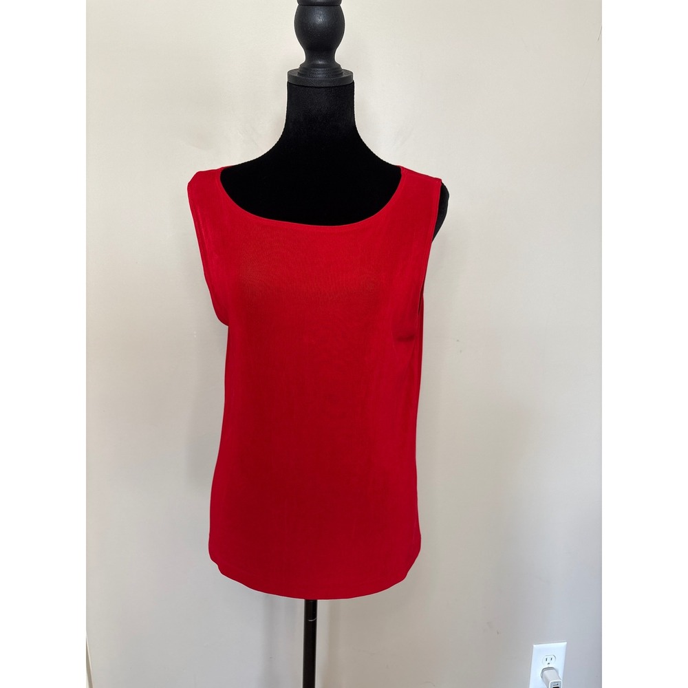Chico's Travelers Red Sleeveless Scoop Neck Tank Top Size 2 Large Made in USA